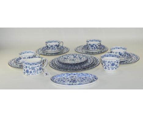 Minton Bone China 22 Piece Part Tea Service. 'Shalimar' Chintzy Pattern. Circa 1970's. Comprises 4 Trios, Sugar Bowl, Milk Ju