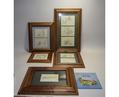 Ernest Howard Shepherd Five Framed Prints, 'Winnie The Pooh' Various Sizes. Together With Modern Story Book.