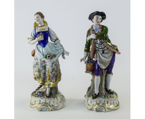 Sitzendorf - Alfred Voight Fine Pair of Hand Painted Porcelain Figure of a 19th Century Courting Couple, Sitzendorf Marks to 