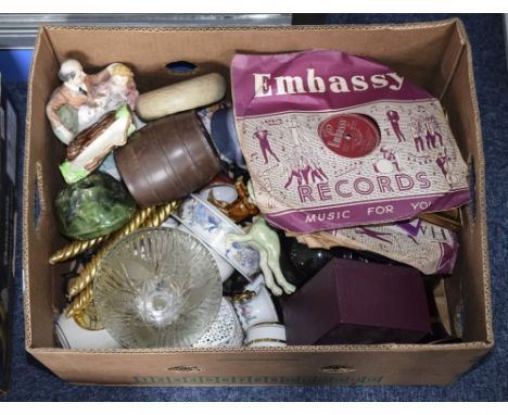 Box Of Miscellaneous And Collectables. Comprising Framed Picture, Records, Ceramic Figures, etc.