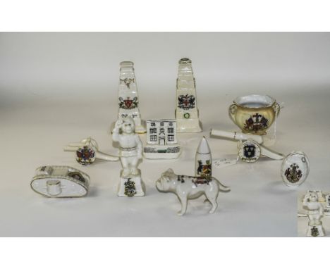 A Good Collection of Vintage Goss Crested Ware ( 12 ) Items In Total. Included are Two Crested Ware Pieces, which are Scarce 