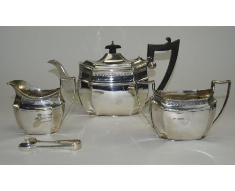 Mappin and Webb Nice Quality - Silver 3 Piece Tea Service. Comprises Tea Pot + Milk Jug & Twin Handled Sugar Bowl and Sugar N