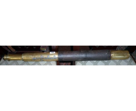 Early 19th c. ship's single drawer telescope, 3ft 6ins extended with inscription "Piers South Castle St. Liverpool Tripod Tel