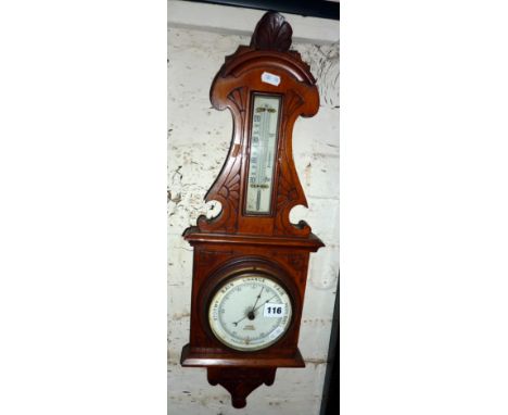 Small oak-cased barometer