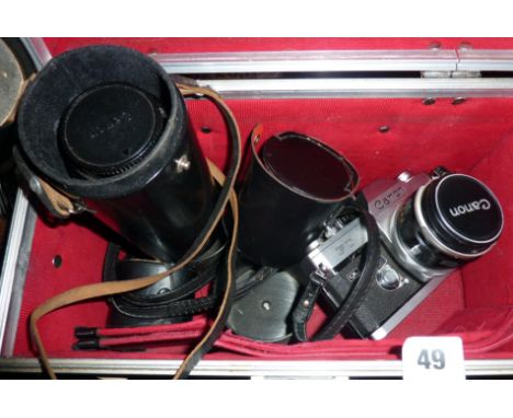 Canon FT camera, and two lenses in case