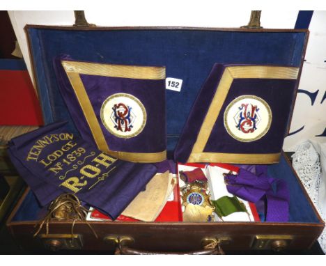 RAOB (Royal Antediluvian Order of Buffaloes) cased Masonic sash & apron with other regalia including medals or jewels (some s