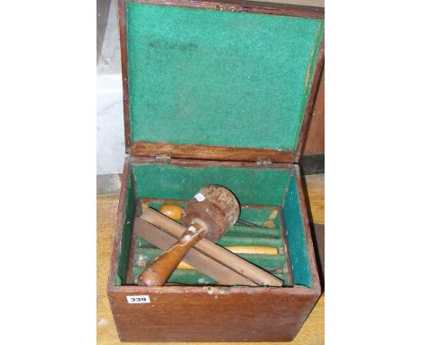 Tool box of chisels, and a mallet