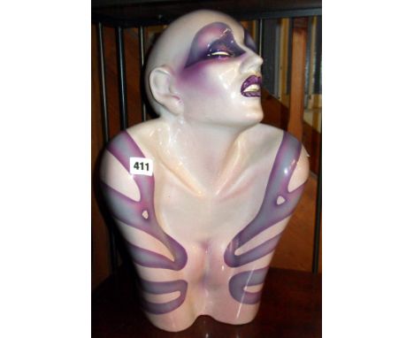 A Richard Patterson glazed & painted stylised female mannequin torso, impressed name stamp, 19" tall