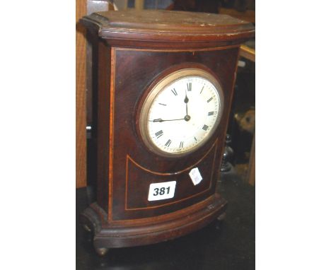 Small Edwardian inlaid mahogany mantle clock with French movement