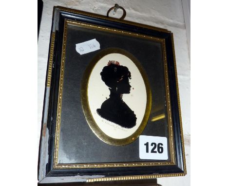 Portrait silhouette of Mrs Bancroft by E. Elliot Lander