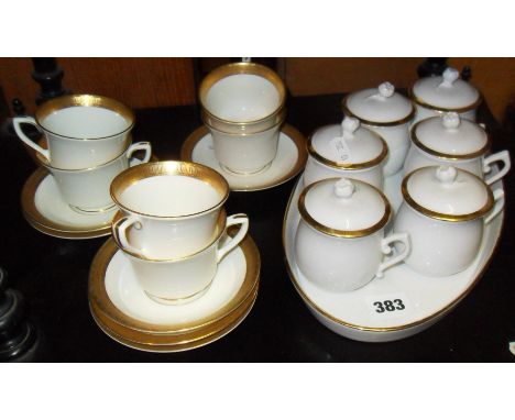 Royal Worcester "Durham" pattern coffee cups & saucers, and similar chocolate cups on oval tray
