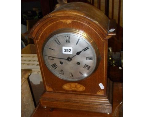 Edwardian dome-top 'bracket' clock in inlaid oak case