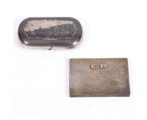 AN ASPREY SILVER CIGARETTE CASE with marks for London, 1936 and a further silver Russian case marked 84 zolotniks with Niello