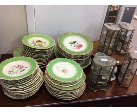 A 19TH CENTURY BLOOR DERBY PORCELAIN DINNER SERVICE with hand painted flower and inset decoration together with a Royal Copen