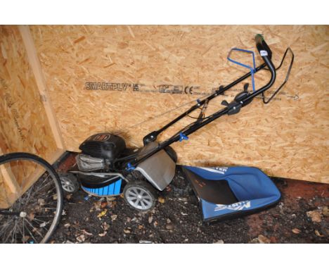 A MACALLISTER MPRM 46SP SELF PROPELLED PETROL LAWN MOWER with collection bag (engine pulls freely but hasn't been started)