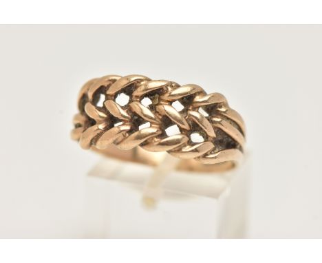 A 9CT GOLD KEEPER RING, a wide band ring, approximate width 10mm, hallmarked 9ct Birmingham, ring size S 1/2, approximate gro