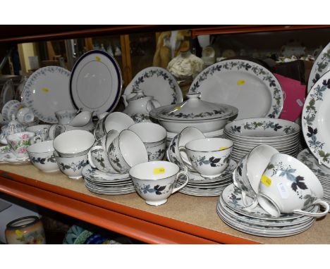 A COLLECTION OF TEA AND DINNER WARES to include a Royal Doulton 'Burgundy' tea and dinner service comprising two lidded turee