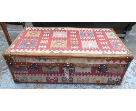 ANDREW MARTIN KILIM TRUNK COFFEE TABLE, 109cm x 59cm x 39cm. (slight faults)