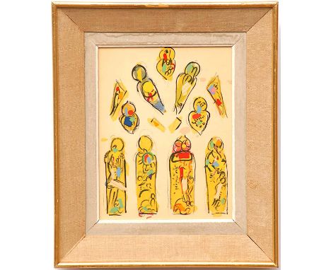 MARC CHAGALL, off set lithograph 'Etude pour le vitrail' 1976 edition 250, numbered justification page verso, 52cm H x 43cm, 