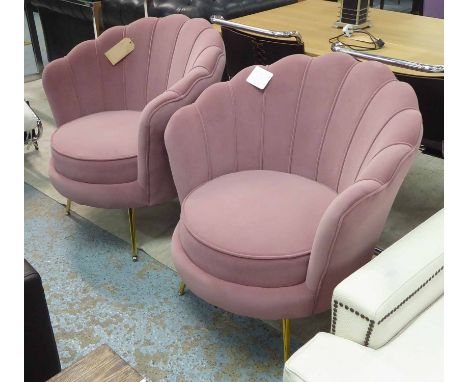 SIDE CHAIRS, a pair, French Art Deco style, dusty pink finish, 80cm x 52cm x 82cm H. (2)