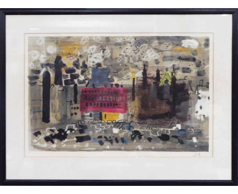 JOHN PIPER (1903-1992) 'Parliament Square', lithograph, 41cm x 62cm, monogrammed, framed. (Subject to ARR - please see Buyers