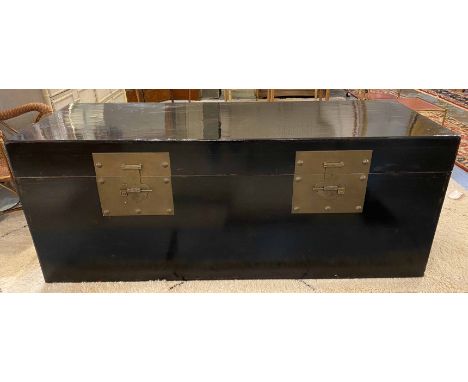 CHINESE TRUNK, of substantial proportions, 20th century black lacquered. Purchased from the Altfield Gallery, Hong Kong, 180c