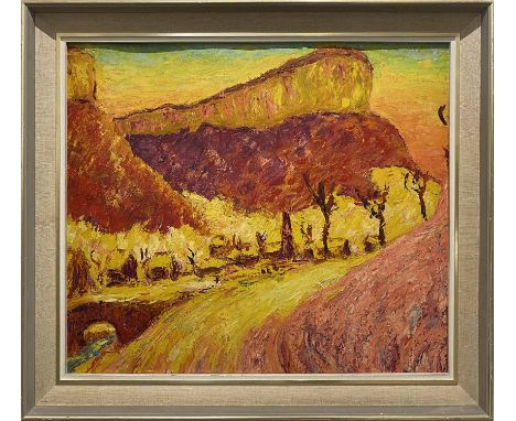 AUGUSTE-JEAN GAUDIN (French 1914-1992) 'Fauvism Landscape', oil on card, signed and studio stamped verso, framed, 43cm x 46cm