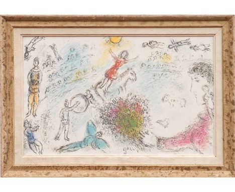 MARC CHAGALL, 'Cirque', off set lithograph, ref Maeght, 44cm H x 63cm.