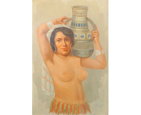 Orientalist um 1920: Orientalische WasserträgerinÖl auf Pappe - insigniert - ca. 55x40cm passender alter Rahmen (im Stil von 