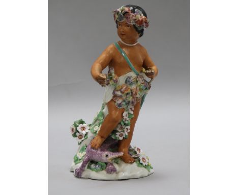 A Derby porcelain figure of 'America' from the Four Quarters of the Globe series, (losses and a.f.)