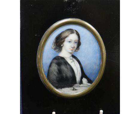 Miniature portrait of a young lady, 8 x 7cm