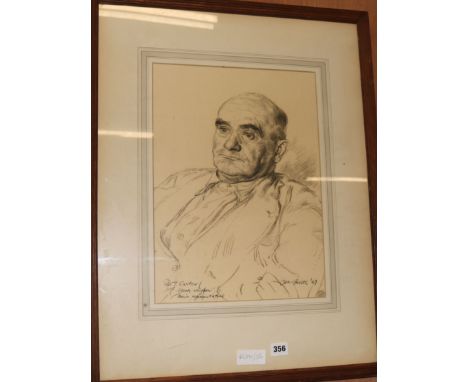 W.J. Carter, pastel, portrait, "check weigher and mens representative", 42 x 30.5cm