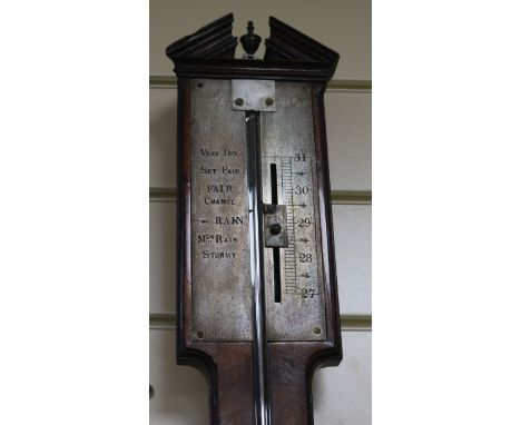 A George III mahogany stick barometer, H.95cm