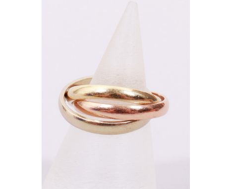 3-fach-Ring 585er Gelbgold/Rotgold/Weißgold, ca. 8,1g, RG 50, Tragespuren