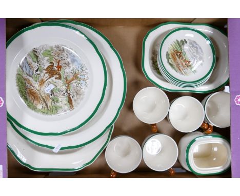 Spode Hunting theme items : to include plates, platters, cups &amp; saucers etc ( 1 tray) 