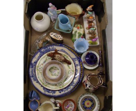 A mixed collection of items to include: Poole pottery vase, Royal Doulton figure Wendy, small character jug Old king Cole, Ma