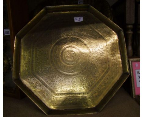 Heavy Brass Octagonal Mid Eastern Tray: diameter 46cm 