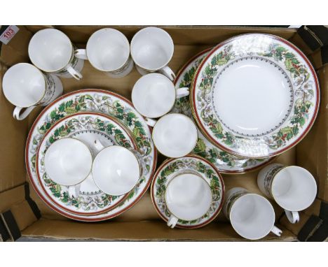 Spode Christmas rose Dinner and tea ware: to include plates, bowls, cups &amp; saucers ( 1tray) 