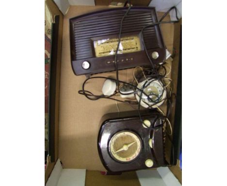 A collection of Vintage type Radio's: together with Bakelite mantle clock 