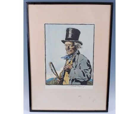 Joseph Simpson (1879-1939), John Peel 3/4 length portrait, limited edition colour lithograph no. 34/100, signed in pencil to 