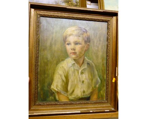 Dulcie Lambick (1901-1981) - Half-length portrait of a young boy, oil on canvas, signed lower right, 49 x 40cmCanvas good and