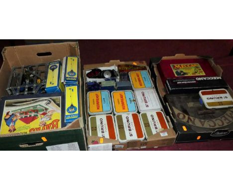 Three boxes of various mixed Meccano and Bayko building accessories