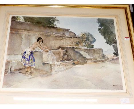 William Russell Flint (1880-1969) - Nude bather, Fine Art Trade Guild lithograph, signed in pencil to the margin, with blinds