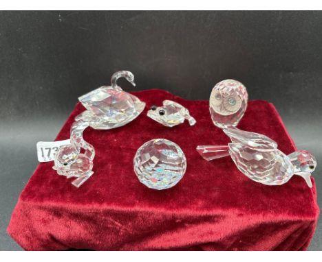 Six Swarovski glass animals