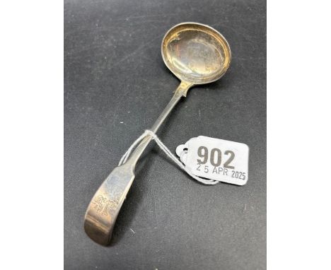 Small Victorian fiddle pattern ladle with oval bowl, London 1889 by GMJ