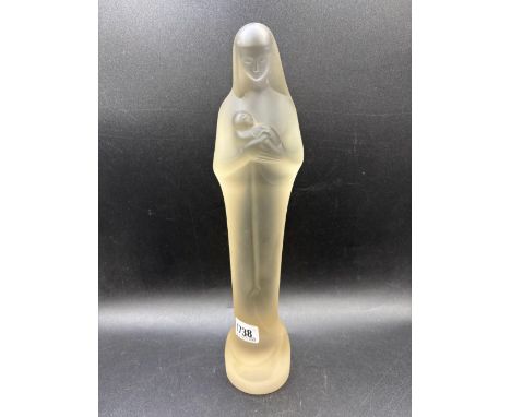 A frosted glass of Madonna and child, 14” high by Leeodam