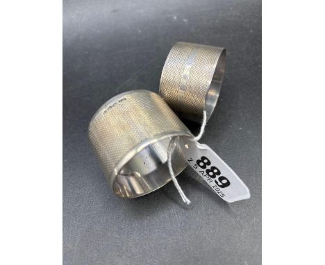 Two engine turned napkin rings, 1 Birmingham 1924, 55gms