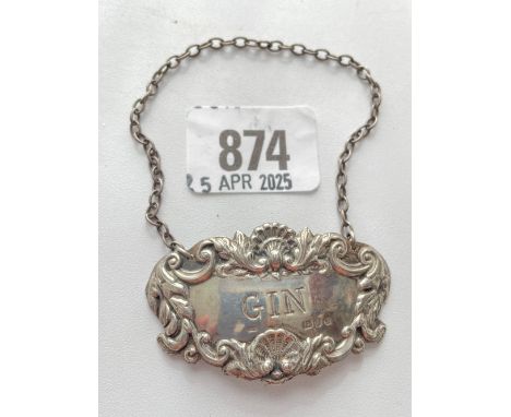 Oval wine ticket for Gin