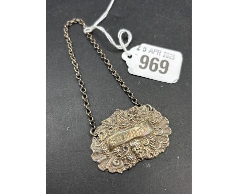 A Victorian embossed sherry ticket, Birmingham 1845 by T and P