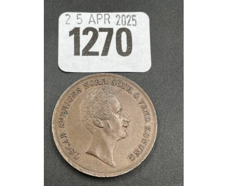 Sweden 2 Skilling 1845 Good Condition Trace Lustre
